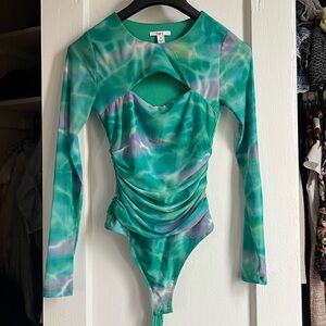 Bar III Teal and Lavender Bodysuit